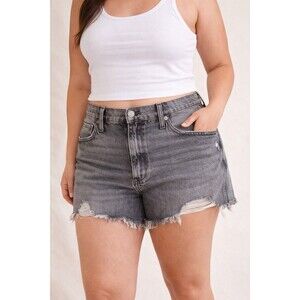 Universal Thread Womens Sz 12 High Rise Mini Shorts Charcoal Gray Cutoff Button